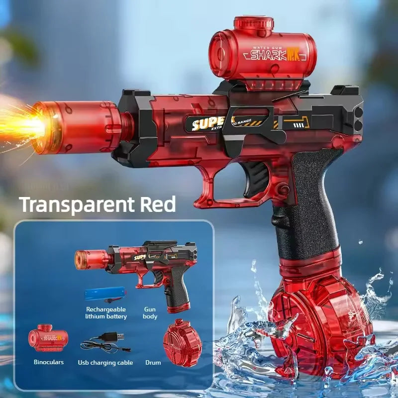 Children Energy Gathering Ring Electric Water Gun Led Emitting Automatic Continuous Water Squirt Gun Summer Outdoor Toy for Kids