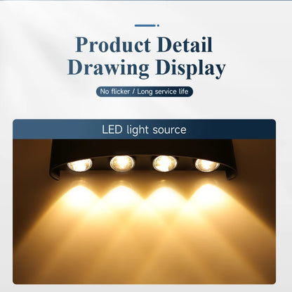 LED Wall Lamp AC110-265 IP65 Outdoor Waterproof Aluminum Wall Light Up Down luminous lighting Indoor  Stair Garden Sconce Light