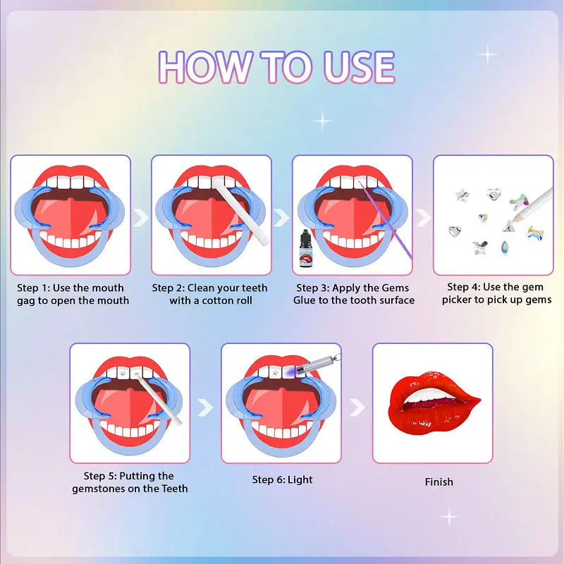 Professional Tooth Gem Kit DIY Crystals Jewelry Kit Teeth Gems Kit Fashionable Tooth Gems Kit for Teeth Teeth Jewelry Starter