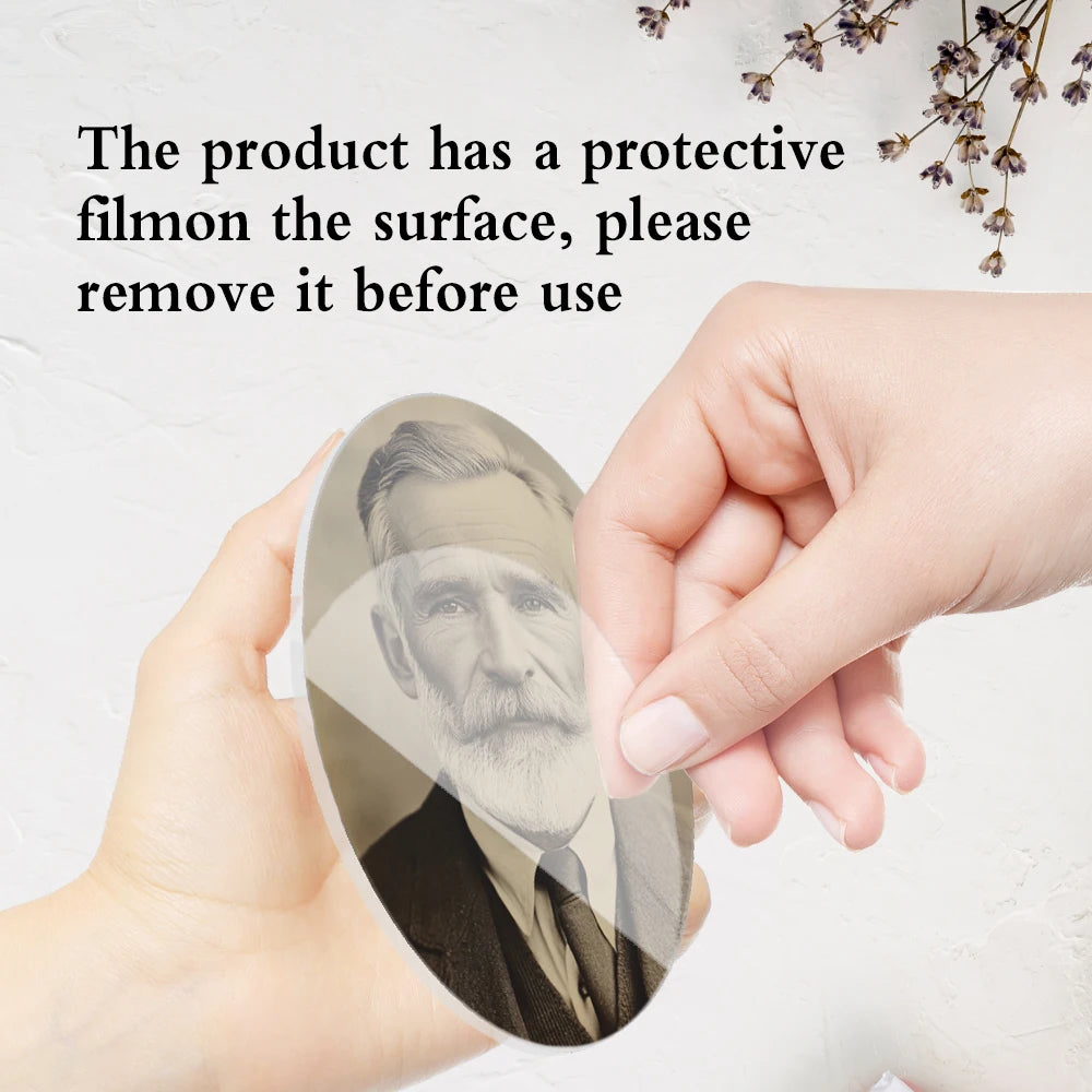 2D Flat Not 3D 1pc Custom Photo Memorial Headstone Tile Cemetery Decorations for Grave Durable Acrylic Wall Art Oval Luminous