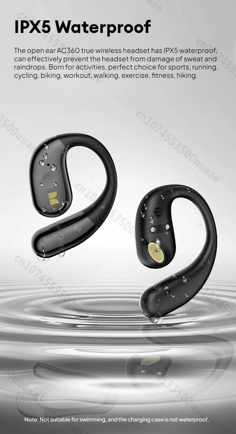 Słuchawki Monster Open Ear AC360 Air Conduction Bluetooth 5.4 Ture Wireless Earphones Stereo 360° OWS Bezprzewodowy Zestaw Słuchawkowy Sportowy