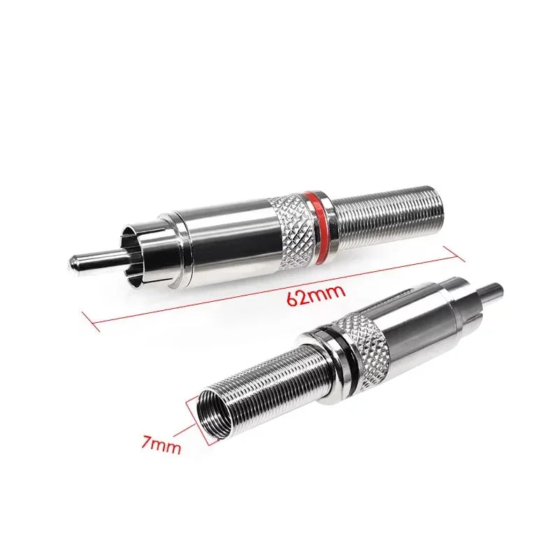 4/8PCS Male RCA Plug Weld RCA Connector for AV Audio Video Connector Plug Red Black