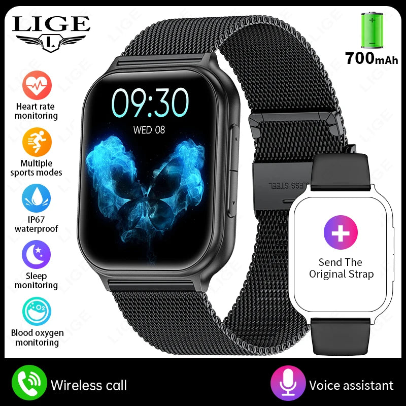 1.83" Smart Watch Sleep Heart Rate Monitor BT Call Messages Notifications Sports Fitness Tracker Watch for Women Men Android iOS