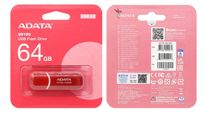 Original ADATA USB 3.2 Flash Drive UV150 32GB 64GB Pendrive Red Black Memory Stick High Quality U Disk for PC Smart TV