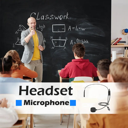 BOMGE Dual Wireless Microphone System Headset Mic/Stand Mic/Lavalier Lapel Mic with Rechargeable Bodypack Transmitter & Receiver