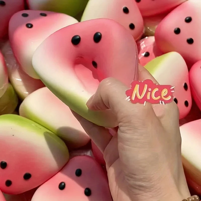 Pink Green Watermelon Squishy Squeeze Fidget Toy Super Soft Playful Texture Stress Anxiety Relief Sensory Toy Birthday Gift