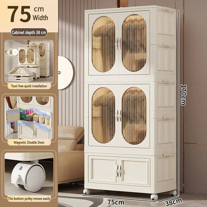 Foldable Baby Closet Plastic Infant Wardrobe Children's Clothing Storage Cabinet for Home Bedroom No Installation Needed