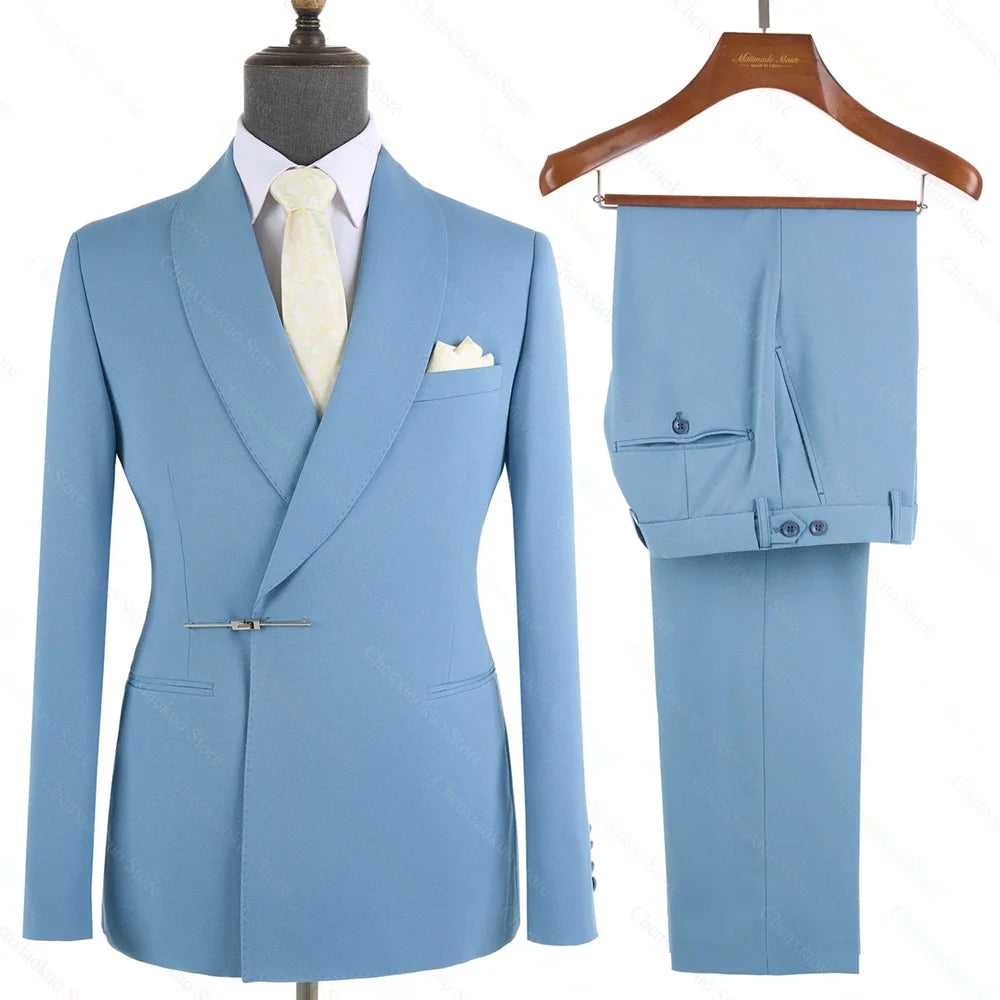 Elegant 2-Piece Men's Suit Slim Fit  Blazer And Pants Set for Wedding Groom Tuxedo Business Party