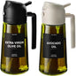 Olive Oil Dispenser,Sprayer for Cooking 2 in 1- Spray and Pour,Dark Green Glass Oil Bottlewith Stickers,16oz/470ml Oil Sprayer