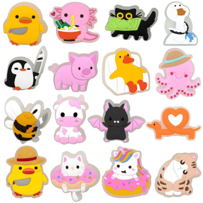 1/16pcs LED Shoe Charms Salamander Unicorn Dogs Lighted Shoe Decorations Yellow Duck LED Pins Accessories for Women Men Kids