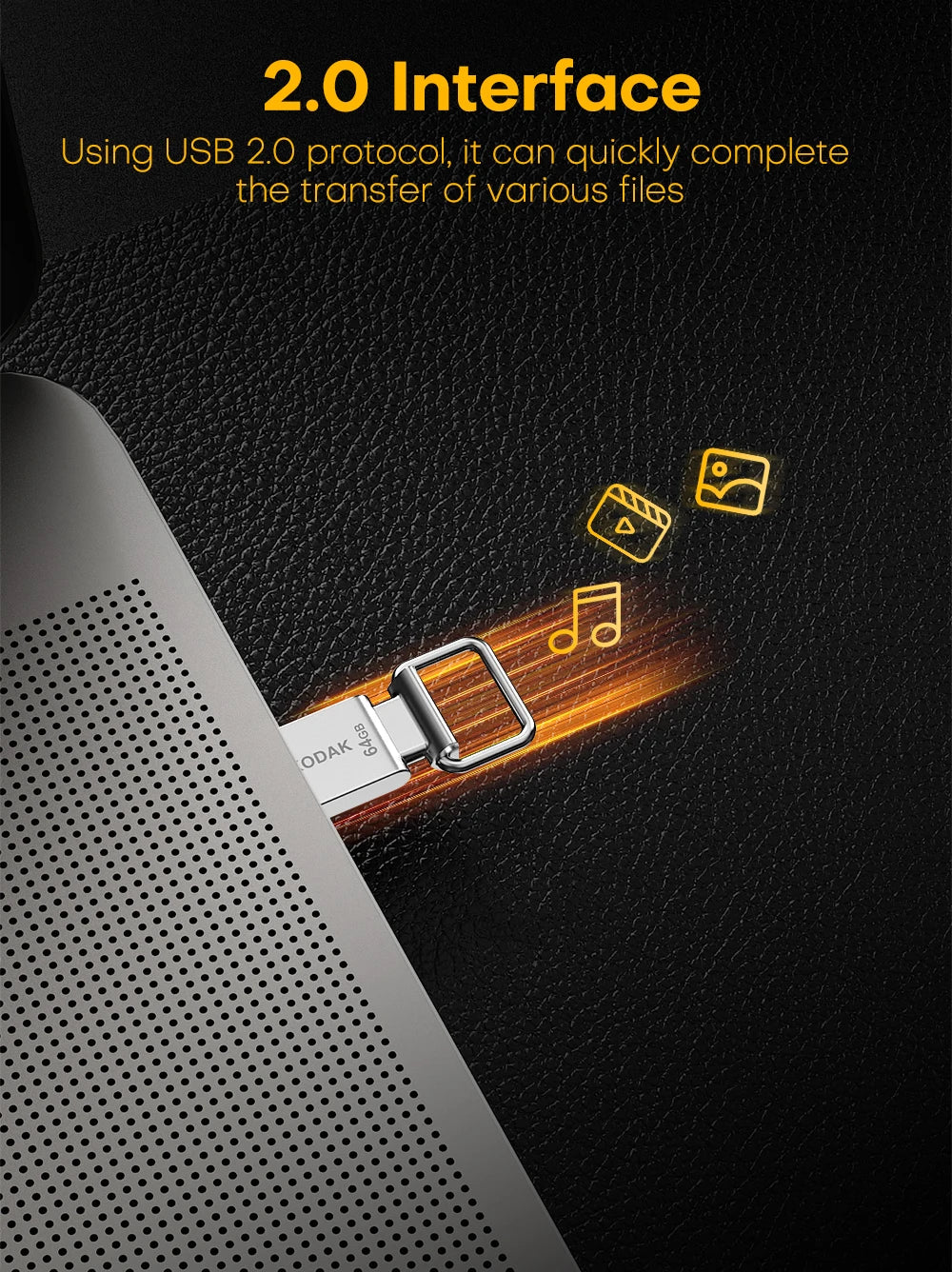 Kodak Pendrive USB 2.0 Car Flash Drive 32GB 64GB 128GB Metal U Disk On Keychain Mini Memory Stick for Smartphone Laptop