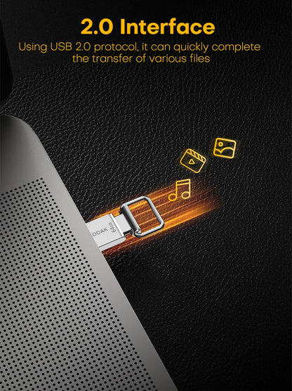 Kodak Pendrive USB 2.0 Car Flash Drive 32GB 64GB 128GB Metal U Disk On Keychain Mini Memory Stick for Smartphone Laptop