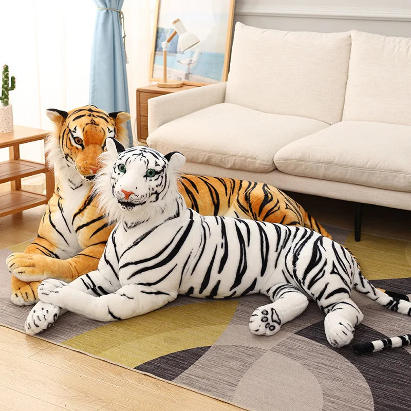 Giant Real Life Tiger Plush Toys Stuffed Soft Wild Animals Simulation White Tiger Jaguar Doll Children Kids Birthday Gifts Decor