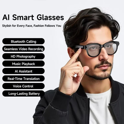 Lenovo Smart AI Glasses 8K 1600W Camera Record Bluetooth Calling Music Player Sunglasses Color Change AI Translation Glasses Men