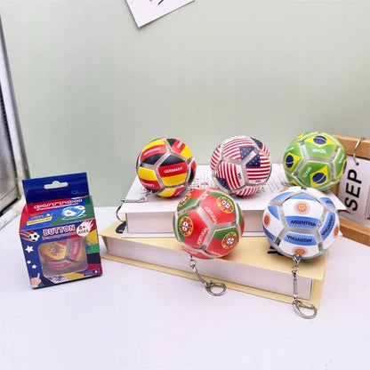 Football Keychain Fidget Toy Stress Relief Pendant Soccer Ball for Fan Portable Multi-National Team Souvenir for Car Key Handbag
