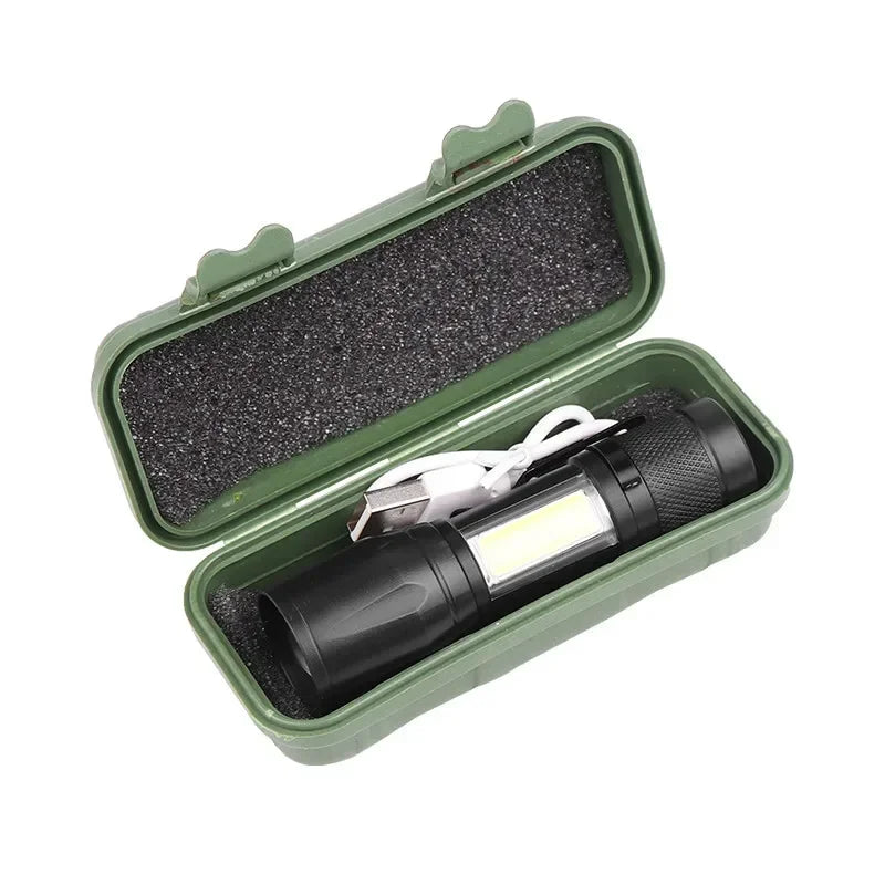 BALDR Mini Rechargeable LED Flashlight COB+XPE Portable Torch Zoomable Light Tactical Flashlight outdoor Camping Fishing Lantern