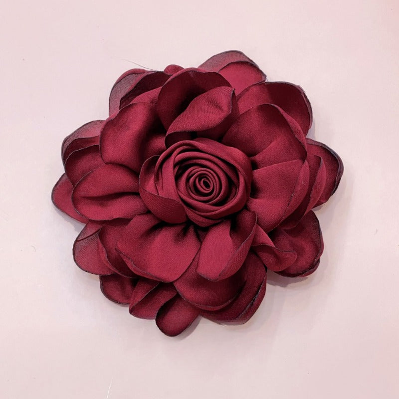 10cm Korean Fabric Rose Flower Brooches for Women Elegant Corsage Scarf Buckle Shirt Collar Pins Fashion Jewelry Wedding Brooch