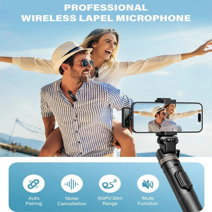 KEBIDU Wireless Lavalier Microphone Portable Audio Video Recording Noise Cancelling Professional Microphone for Live Broadcast