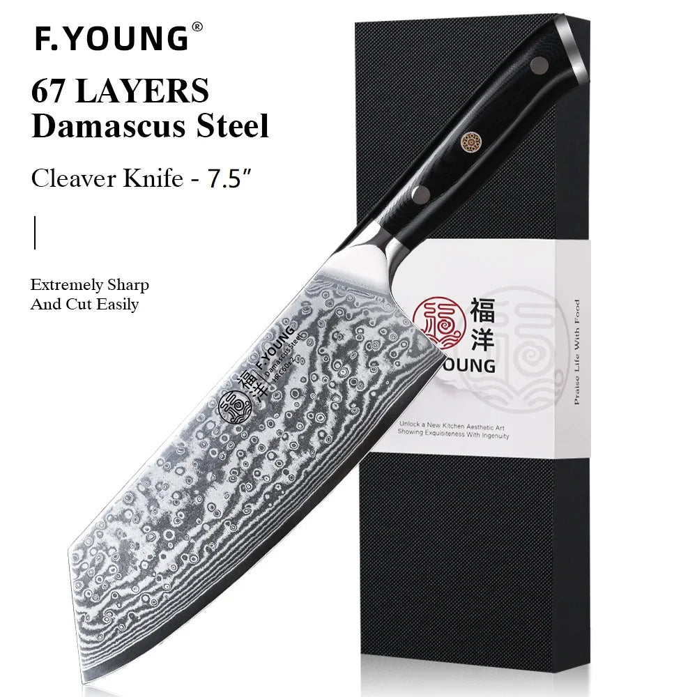 F.YOUNG Professional Kitchen Knives Damascus Steel Japanese Chef Knife Slicer Sashimi Utility Fruit Cooking Kitchenware Utensils