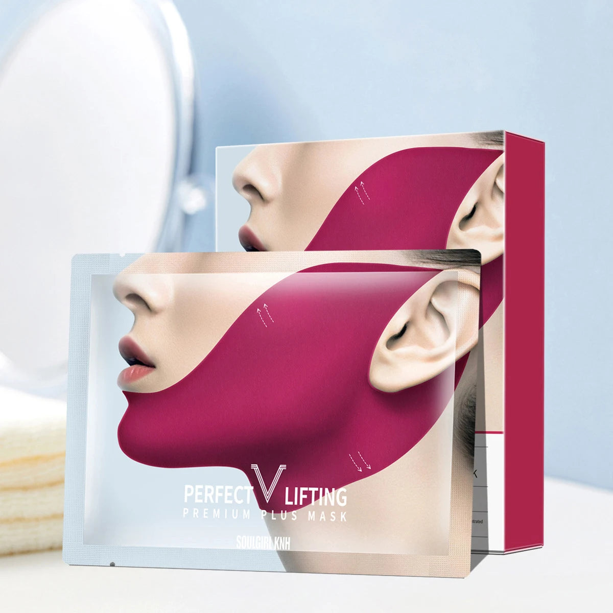5Pcs/Box V-Shaped Firming Lifting Mask with Peptides Collagen Hydrating Moisturizing Gel Patches for Double Chin Cheek Care Mask
