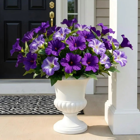 1/3/6pcs Artificial Petunia Flowers UV Resistant Silk Flower Look Real Fake Flowers for Outdoor Home Garden Balcony Decoration