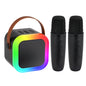 Kids Adult Karaoke Machine Portable Bluetooth Speaker with 2 Microphones RGB Light Voice Changer for Party Gift