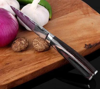 Damascus Chef's Knife Kitchen Knives Set Professional Boning Knife Meat Cleaver Utility Knife Japanese Santoku Knife with Cover