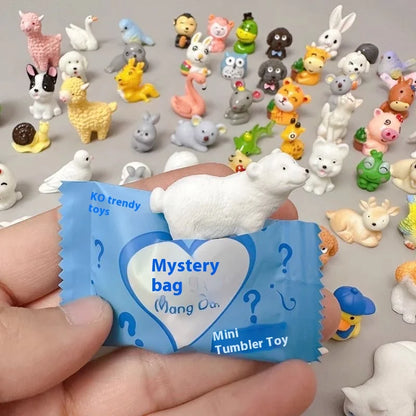 60pcs Mini Resin Animal Blind Box Creative Garden Decoration Miniature Landscape Luminous/Solid Color Animal Birthday Gift
