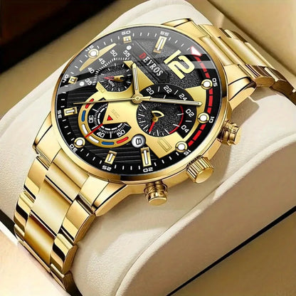 DEYROS 6 Pieces/Set Casual Fashion Men's Watch 6 Piece Set Quartz Men's Watch Alloy Strap Men's Ideal Gift Gift for Yourself