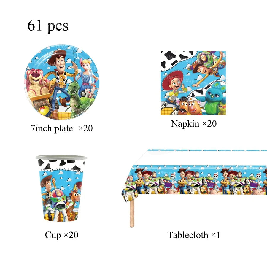 Toy Story Party Decorations Cup Plate Napkin Slap Bracelet Cake Topper Birthday Party Favors Reward Prizes Party Supplies