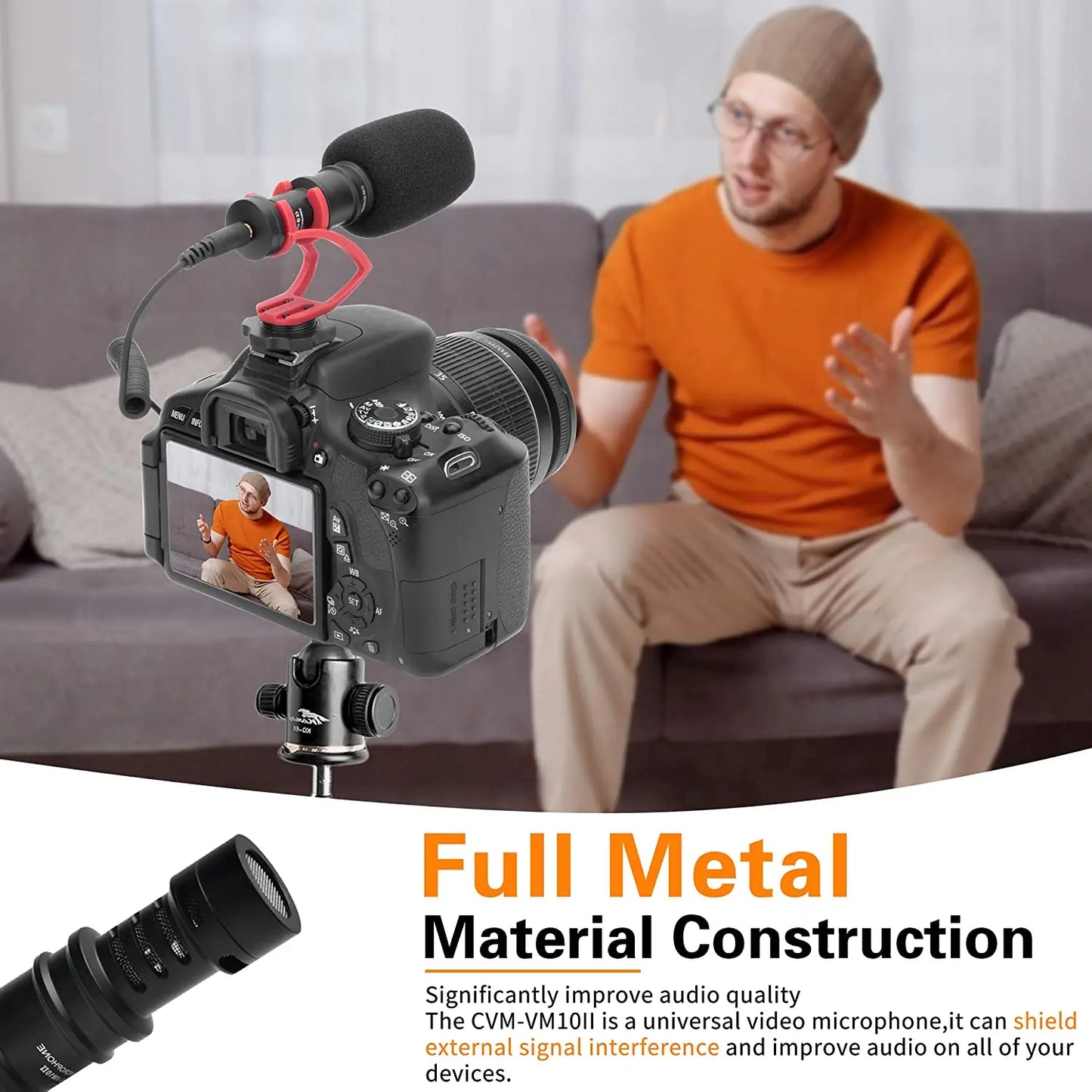 Comica CVM-VM10II Professional Shotgun Microphone with Shock Mount For iPhone,DSLR Camera,Android Smartphones Camera Microphone