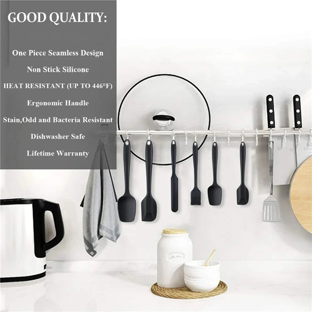 6Pcs Silicone Spatula Set Food Grade Non Stick Heat Resistant Spatulas Turner for Cooking Baking Mixing Baking Tools