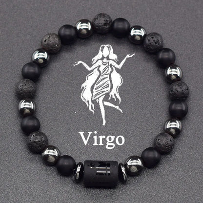 12 Zodiac Constellation Signs Bracelets for Men Women Real Natural Tiger Eye Stone Bead Bracelet Leo Taurus Charm Couple Jewelry