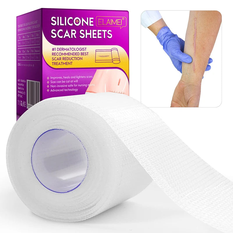 1.5M Silicone Scar Sheets Clear Scars Tape Strip Invisible Silicone Self-adhesive Patches for C-Section Surgery Keloid Burn Acne