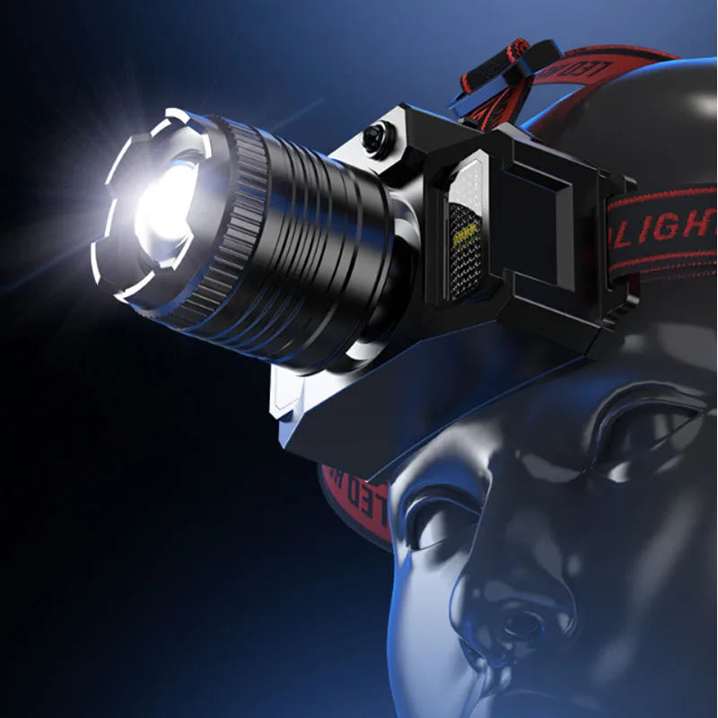 Super Bright T51 LED Sensor Headlamp USB C Rechargeable Headlight Led Head Torch With built-in battery Camping Fishing Lantern