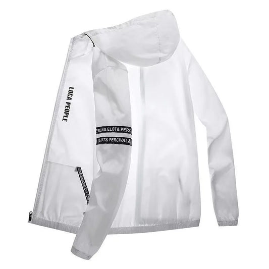 Summer Sun Protection Clothing Men's Casual Waterproof Quick-drying Bicycle Hooded Jacket Plus Size Hiking Thin Skin windbreaker