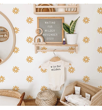 Yellow Daisy Wall Stickers for Kids Rooms Living Room Removable Baby Nursery Wall Paper Home Decoration Girls Room Interior