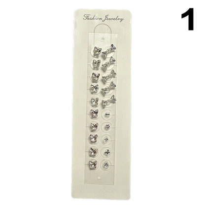 Fashion Bowknot Colorful Rhinestone Pearls Ear Point Stickers Ear Pressure Stick Acupuncture Auricular Ear Stickers Massage