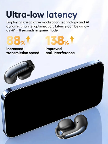 NEW Lenovo LES-108 Bone Conduction Earphones Open Ear Clip Wireless Earbuds Bluetooth 6.0 Sports Headphones with Mic Waterproof