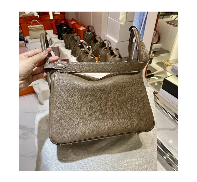 Women's Handbag 2025 New Style Top Layer Cowhide Leather Lundy Mini Doctor Bag Genuine Leather Handbag Single Shoulder Crossb...