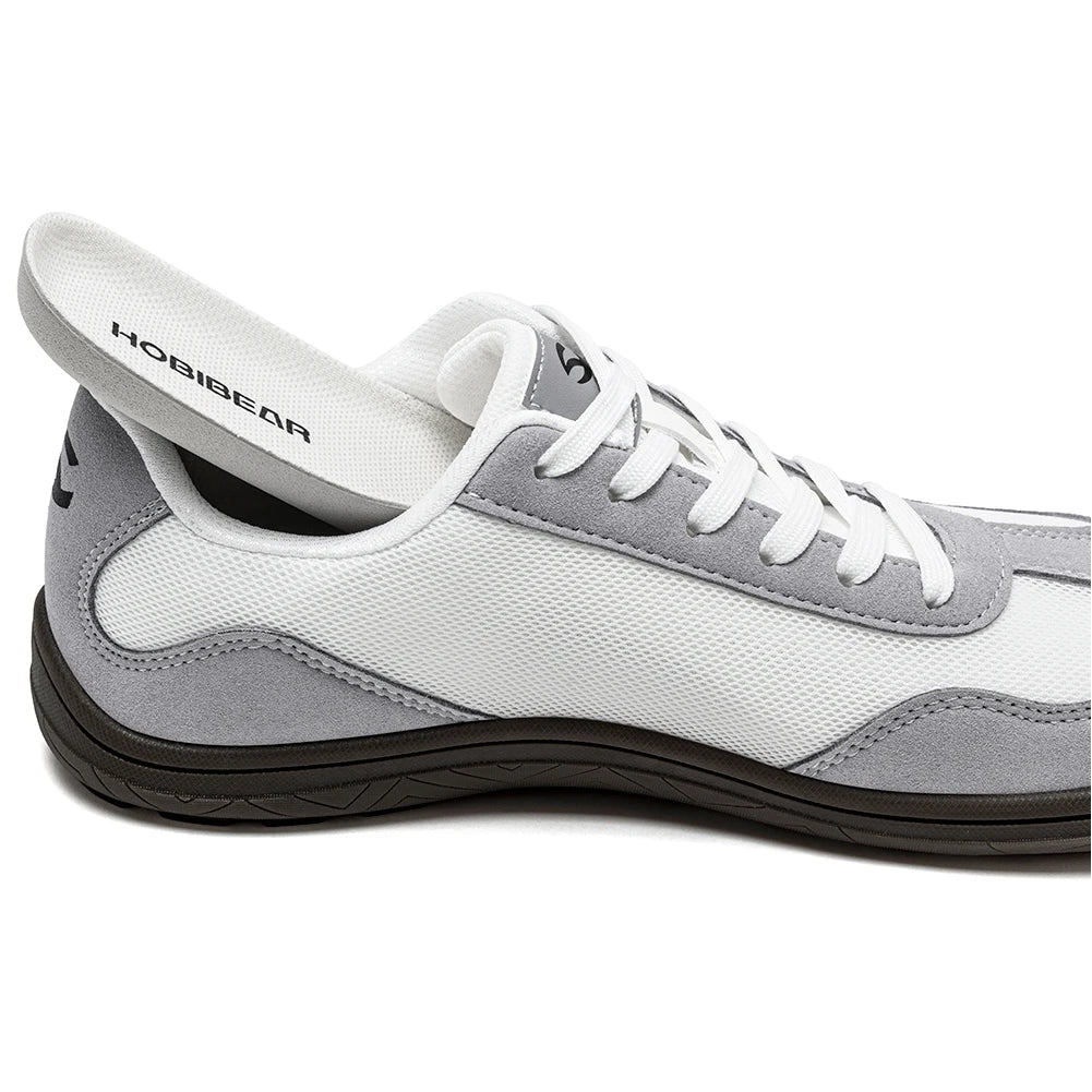 HOBIBEAR Wide Barefoot Shoes Womens Mens Zero Drop Minimalist Sneakers Artificial Leather Mesh Retro Walking Shoes