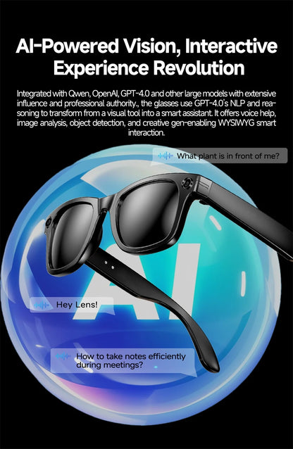 Smart Glasses With 800W Intelligent Translation Al Voice Wake-up Intelligent Q&A Interaction Call Noise Reduction EIS Anti Shake