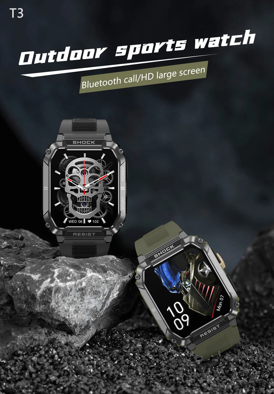 LIGE nowy wytrzymały wojskowy smartwatch z połączeniami Bluetooth dla mężczyzn 1,95" ekran HD 100+ trybów sportowych monitorowanie zdrowia Smartwatch dla Androida i iOS