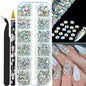 12grids Half Round Pearls Beads 3D Nail Charms 1.5/2/2.5/3/4/5mm White Flatback Pearls Nail Jewelry Nail Craft Pearl Rhinestones