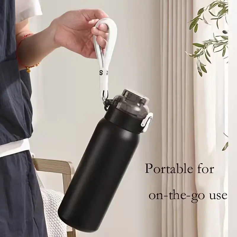 LUSQI 304 Stainless Steel Vacuum Insulated Water Bottle With 7 Flavor Pods 600/800ml Portable Thermos Outdoor Sports Water Cup