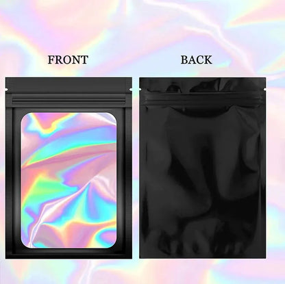 Ziplock Bags 100PCS Holographic Bag Zip Lock Gift Bags Plastic Iridescent Storage Zip Packaging Bags for Earrings Jewelry