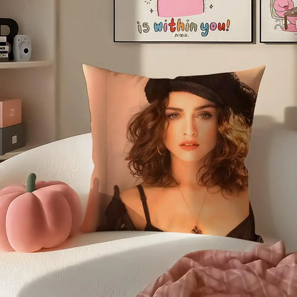 Iconic Pop American Singer M-Madonna Cushion Cover Pillowcase Short Plush Invisible zipper Room Sofa Cushion Cover