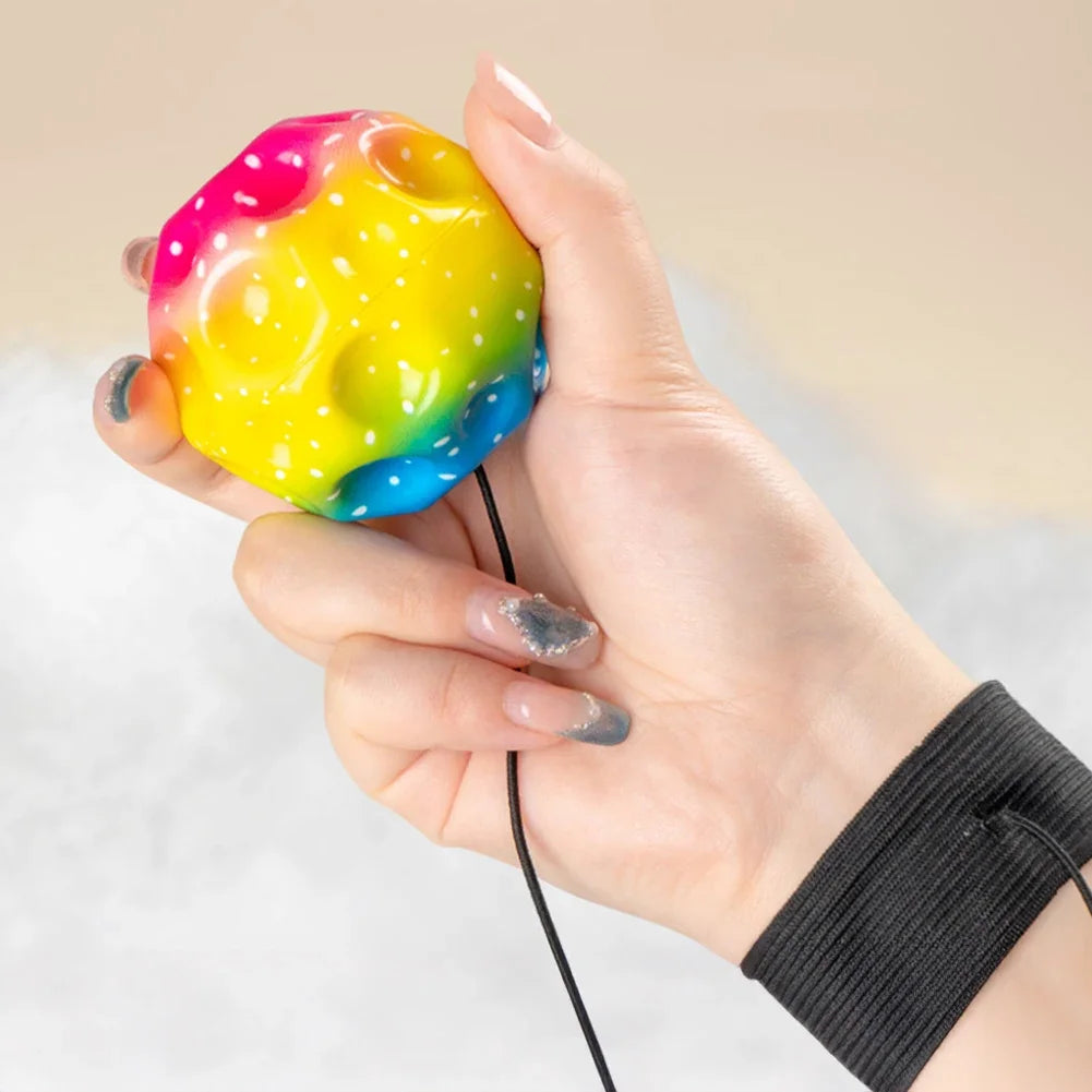 Wrist Return Ball Rubber Sport Ball with Strap and String Rebound Bouncy Balls Toy for Teens Adults Wrist Exercise or Play