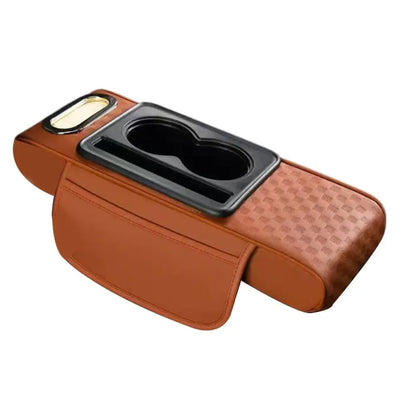 4 in 1 Car Center Console Armrest Cushion Height Increasing PU Leather Tissue Box Cup Holder Storage Pad Universal Fit