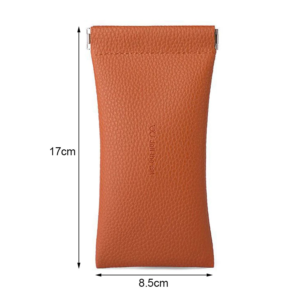 Litchi Magnetic Automatic Closing Glasses Bag Men Women Fashion Portable Soft PU Leather Reading Sunglasses Protective Pouch